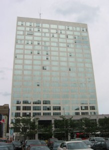 One of the two towers of L'Esplanade Laurier, headquarters of Canada's Department of Finance in Ottawa, Ontario.